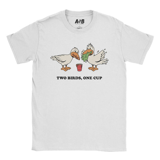 A-or-B-Tees T-Shirt White / S 2 Birds 1 Cup T-Shirt
