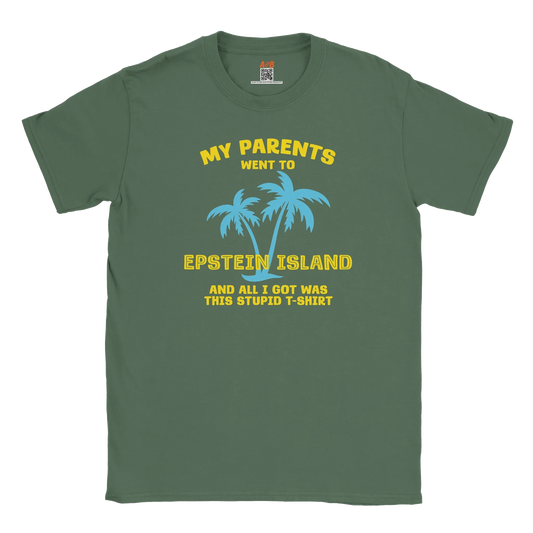 A-or-B-Tees T-Shirt Epstein Island T-Shirt | My Parents Went To Epstein Island Shirt | Dark Humor Meme Tee
