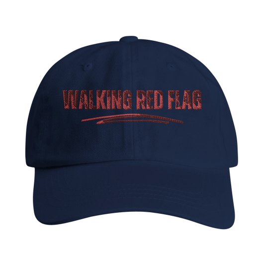 A-or-B-Tees Hats Navy Walking Red Flag Hat | Funny Embroidered Dad Hat | Self-Aware Meme Cap