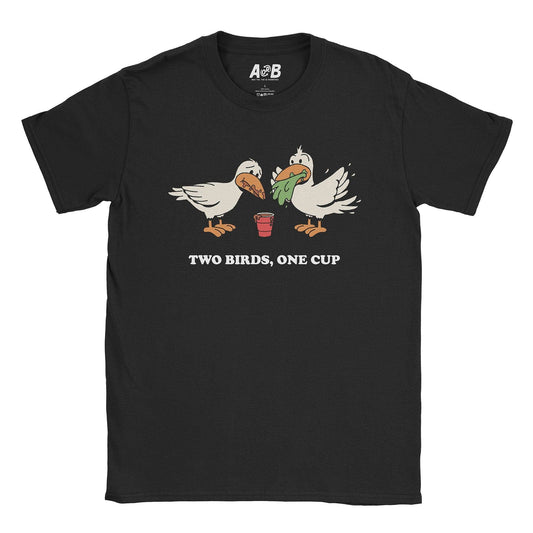 A-or-B-Tees T-Shirt Black / S 2 Birds 1 Cup T-Shirt