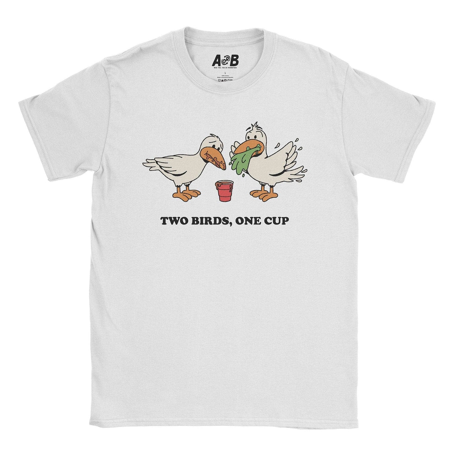 A-or-B-Tees T-Shirt White / S 2 Birds 1 Cup T-Shirt