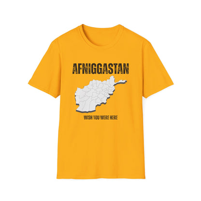 A-or-B-Tees T-Shirt Gold / S AFNIGGASTAN Wish You Were Here T-Shirt – Edgy Afghanistan Meme Tee