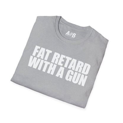 A-or-B-Tees T-Shirt Armed Fat Retard T-Shirt — Provocative Shock Humor Tee
