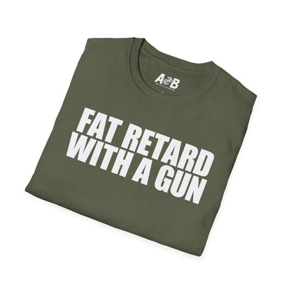 A-or-B-Tees T-Shirt Armed Fat Retard T-Shirt — Provocative Shock Humor Tee