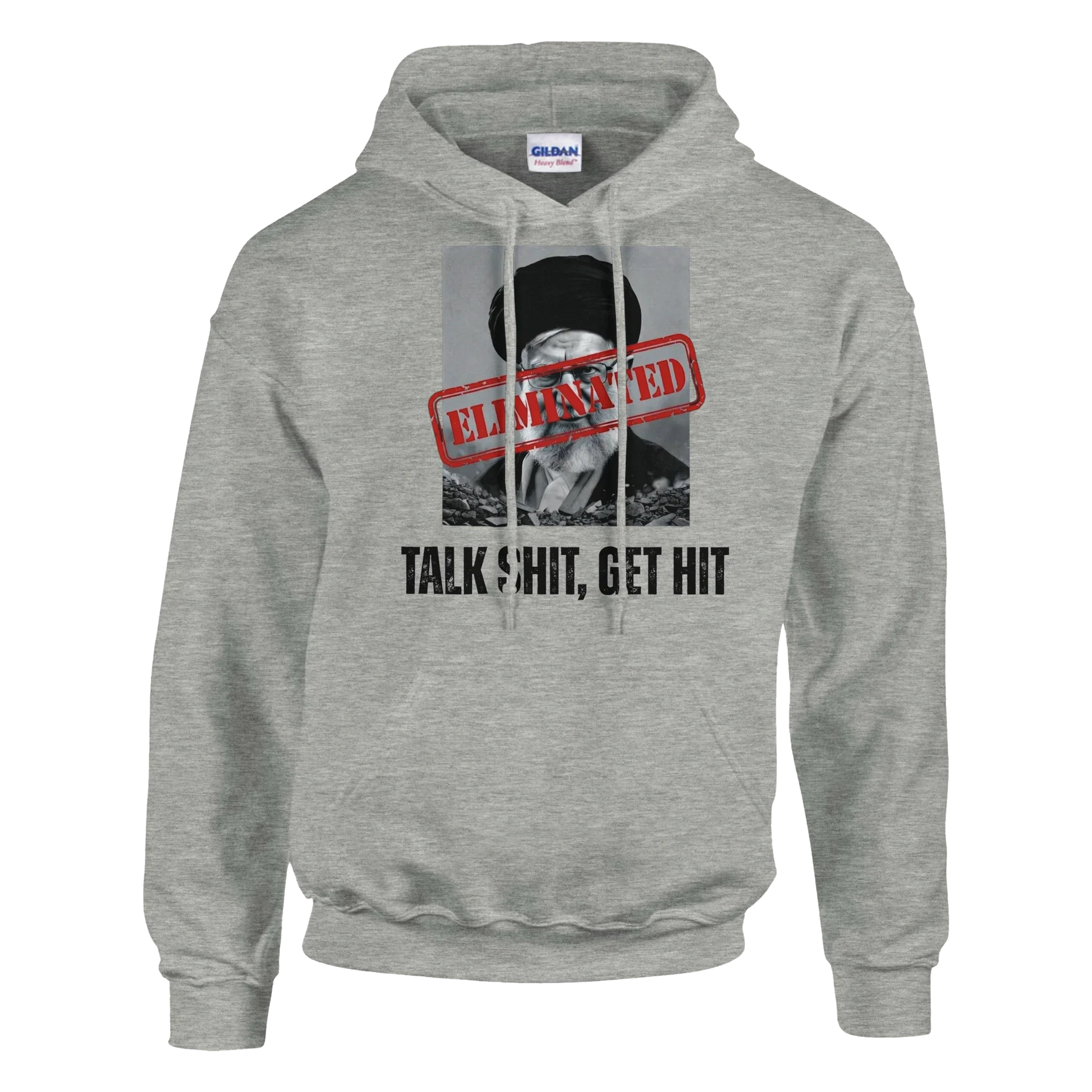 A-or-B-Tees Hoodie 2XL / Ash Ayatollah Khamenei Eliminated Hoodie - Meme Stamp Pullover