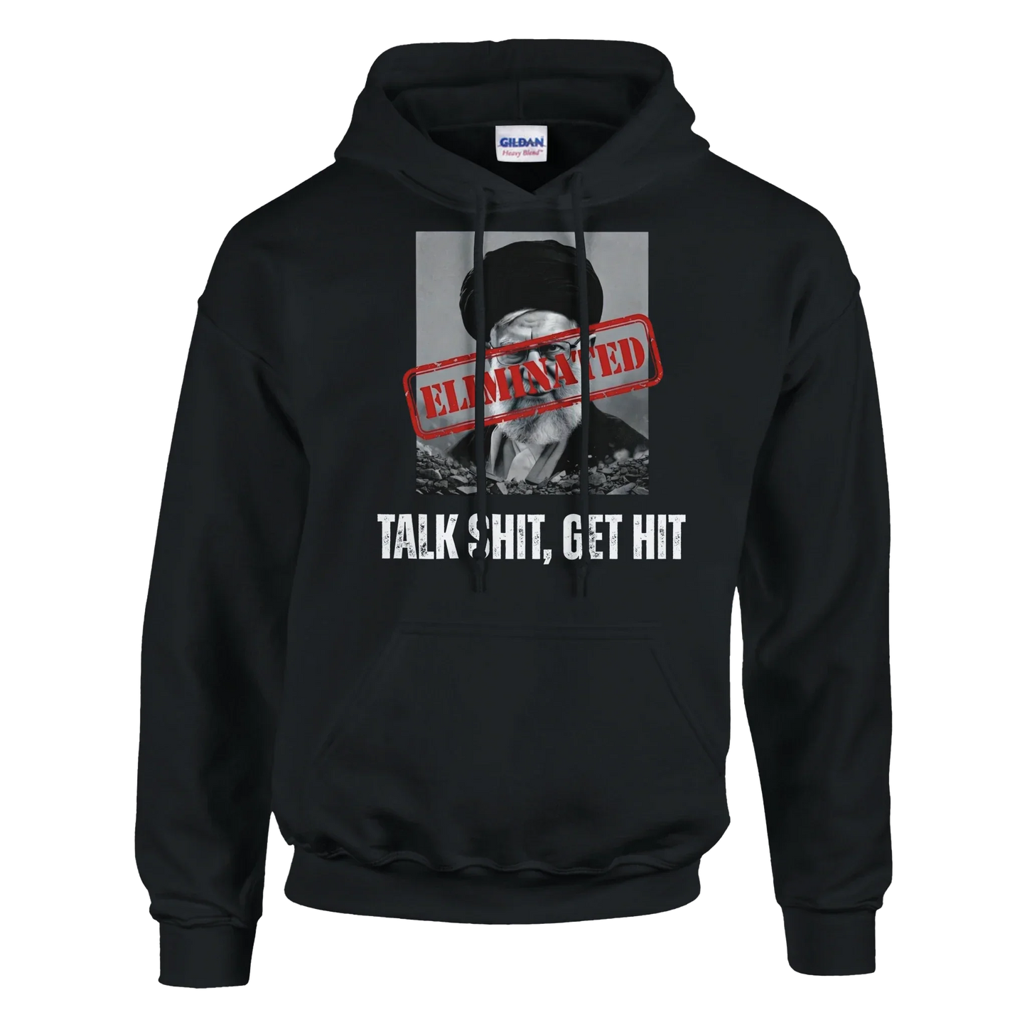 A-or-B-Tees Hoodie 2XL / Black Ayatollah Khamenei Eliminated Hoodie - Meme Stamp Pullover