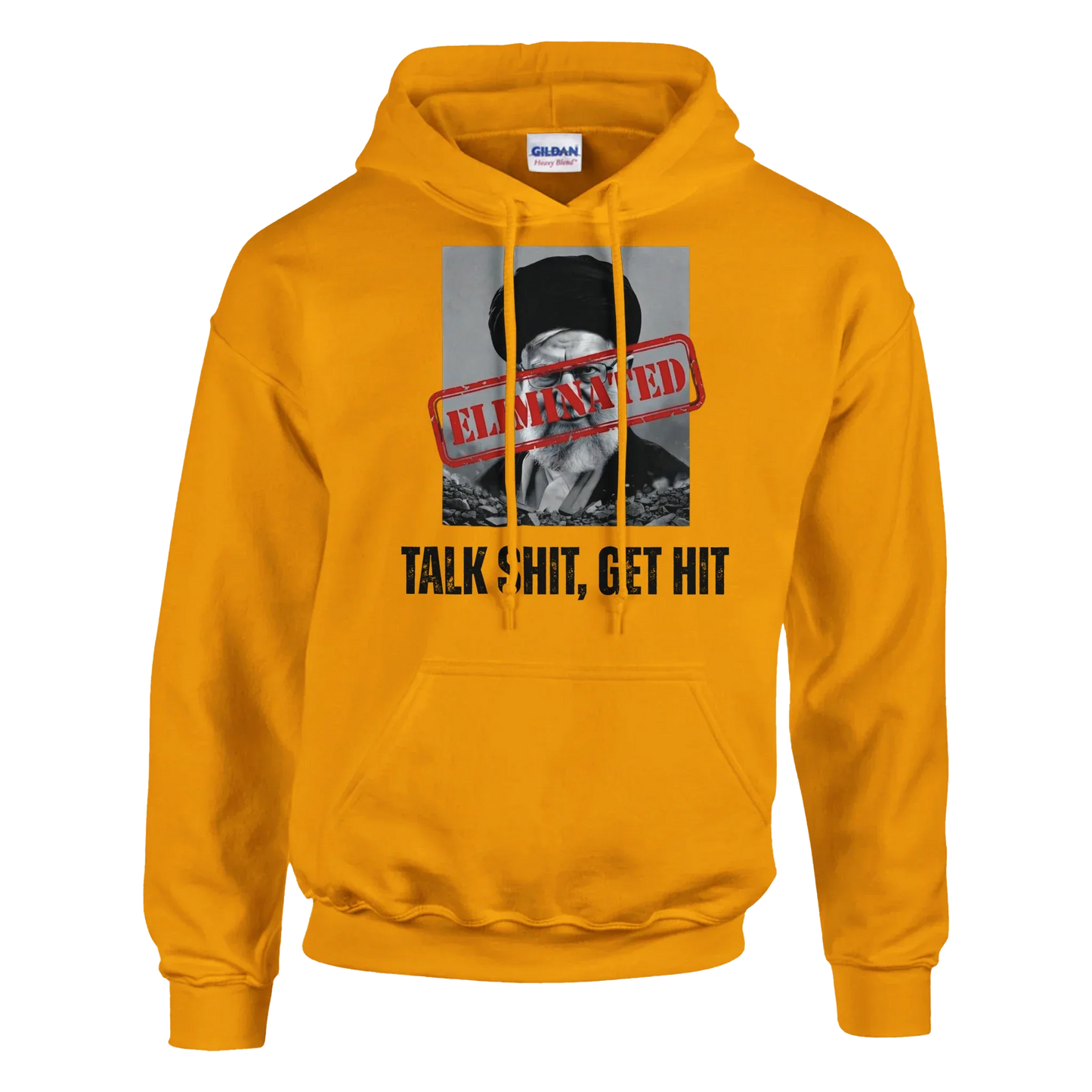 A-or-B-Tees Hoodie 2XL / Gold Ayatollah Khamenei Eliminated Hoodie - Meme Stamp Pullover