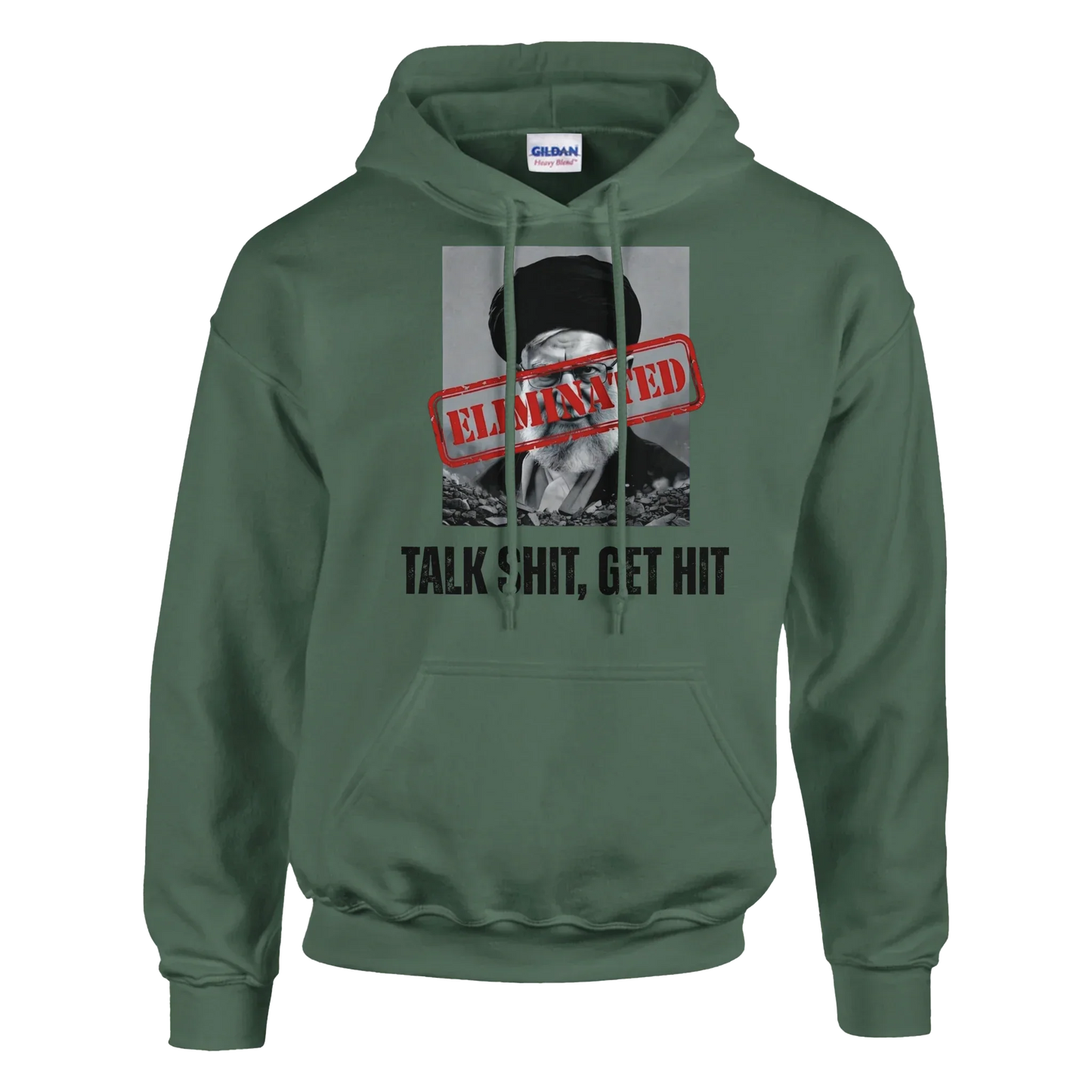 A-or-B-Tees Hoodie 2XL / Military Green Ayatollah Khamenei Eliminated Hoodie - Meme Stamp Pullover
