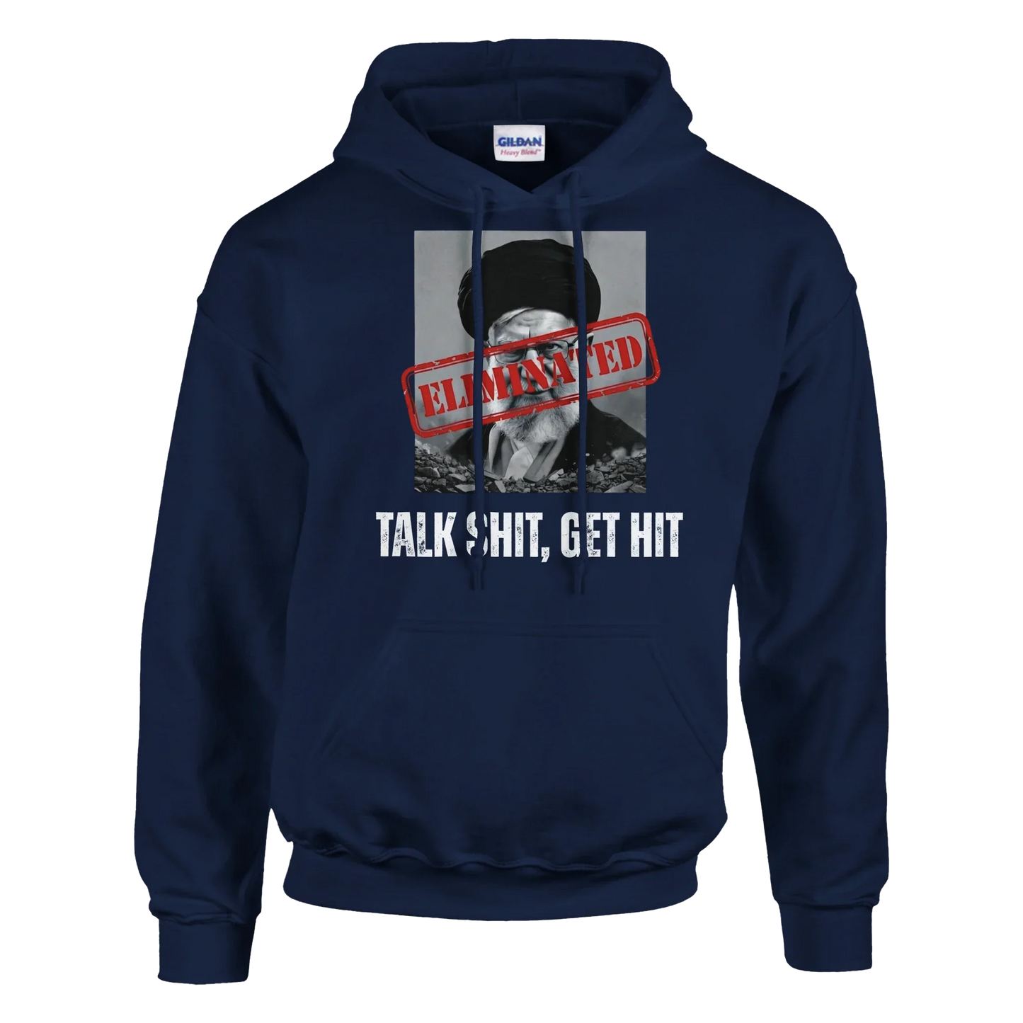 A-or-B-Tees Hoodie 2XL / Navy Ayatollah Khamenei Eliminated Hoodie - Meme Stamp Pullover