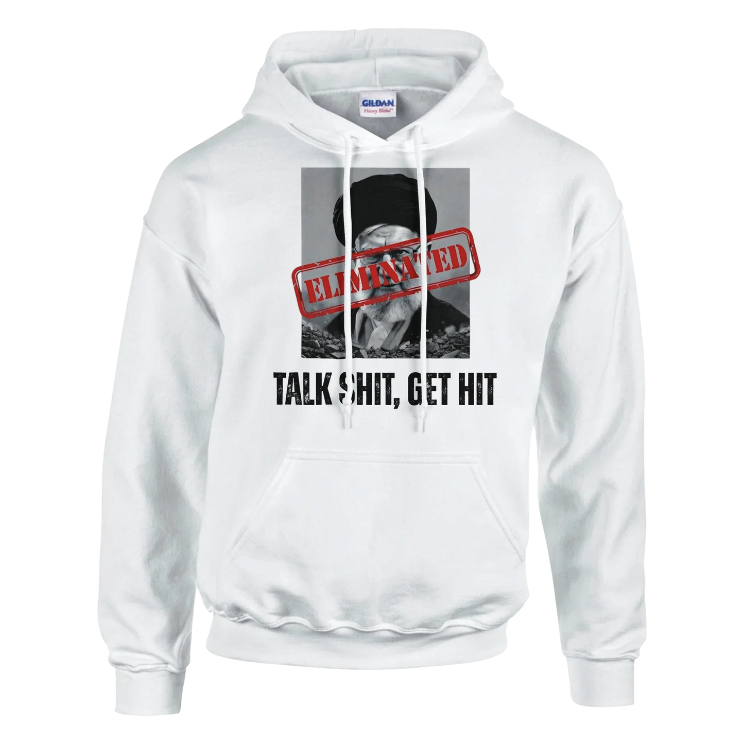 A-or-B-Tees Hoodie 2XL / White Ayatollah Khamenei Eliminated Hoodie - Meme Stamp Pullover