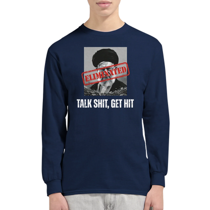 A-or-B-Tees Print Material Ayatollah Khamenei Eliminated Long Sleeve T-Shirt - Meme Stamp Longsleeve