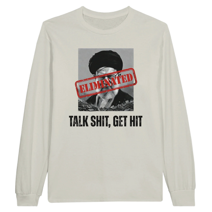 A-or-B-Tees Print Material S / Ash Ayatollah Khamenei Eliminated Long Sleeve T-Shirt - Meme Stamp Longsleeve