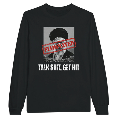 A-or-B-Tees Print Material S / Black Ayatollah Khamenei Eliminated Long Sleeve T-Shirt - Meme Stamp Longsleeve