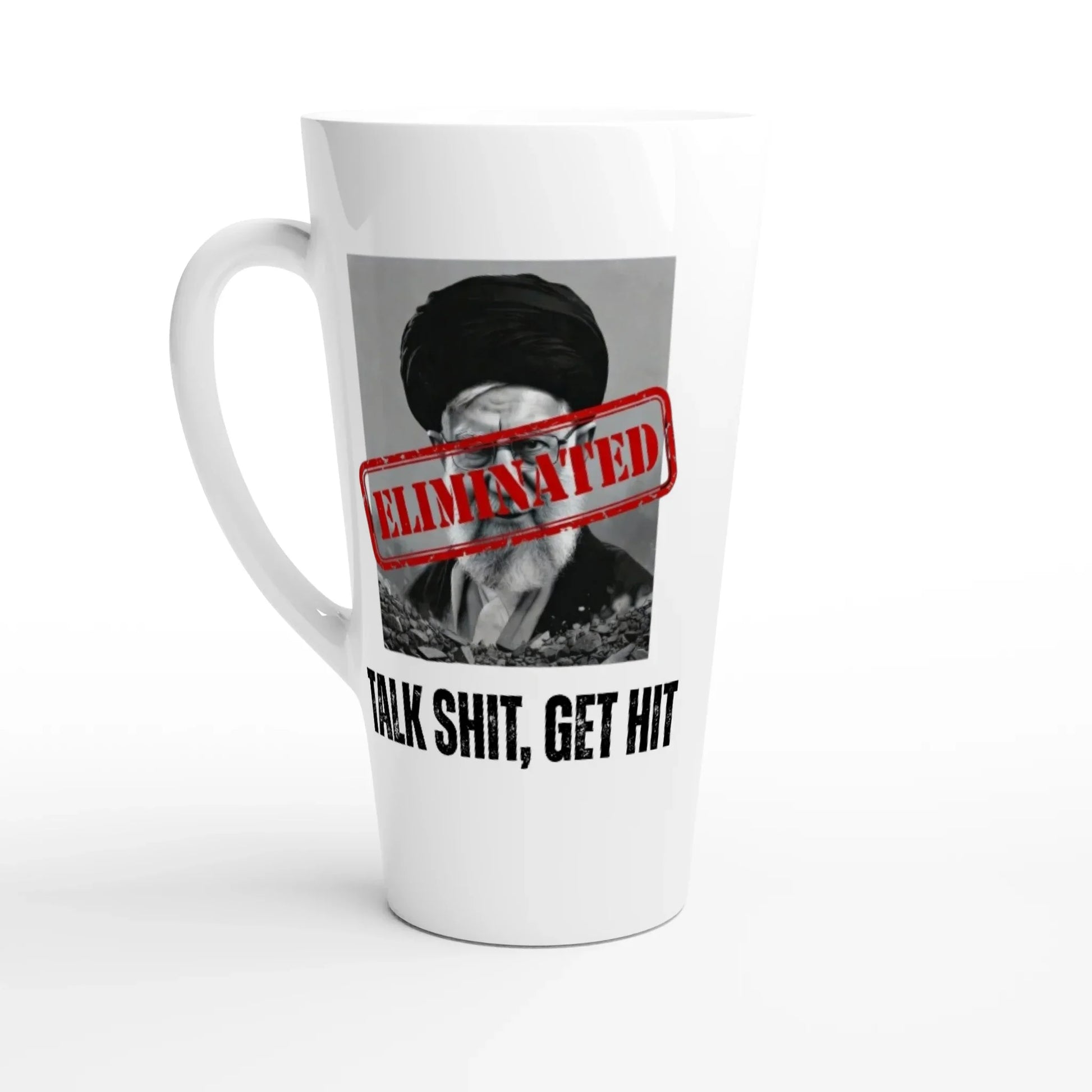 A-or-B-Tees Mugs Ayatollah Khamenei Eliminated Mug - White Latte 17oz Ceramic