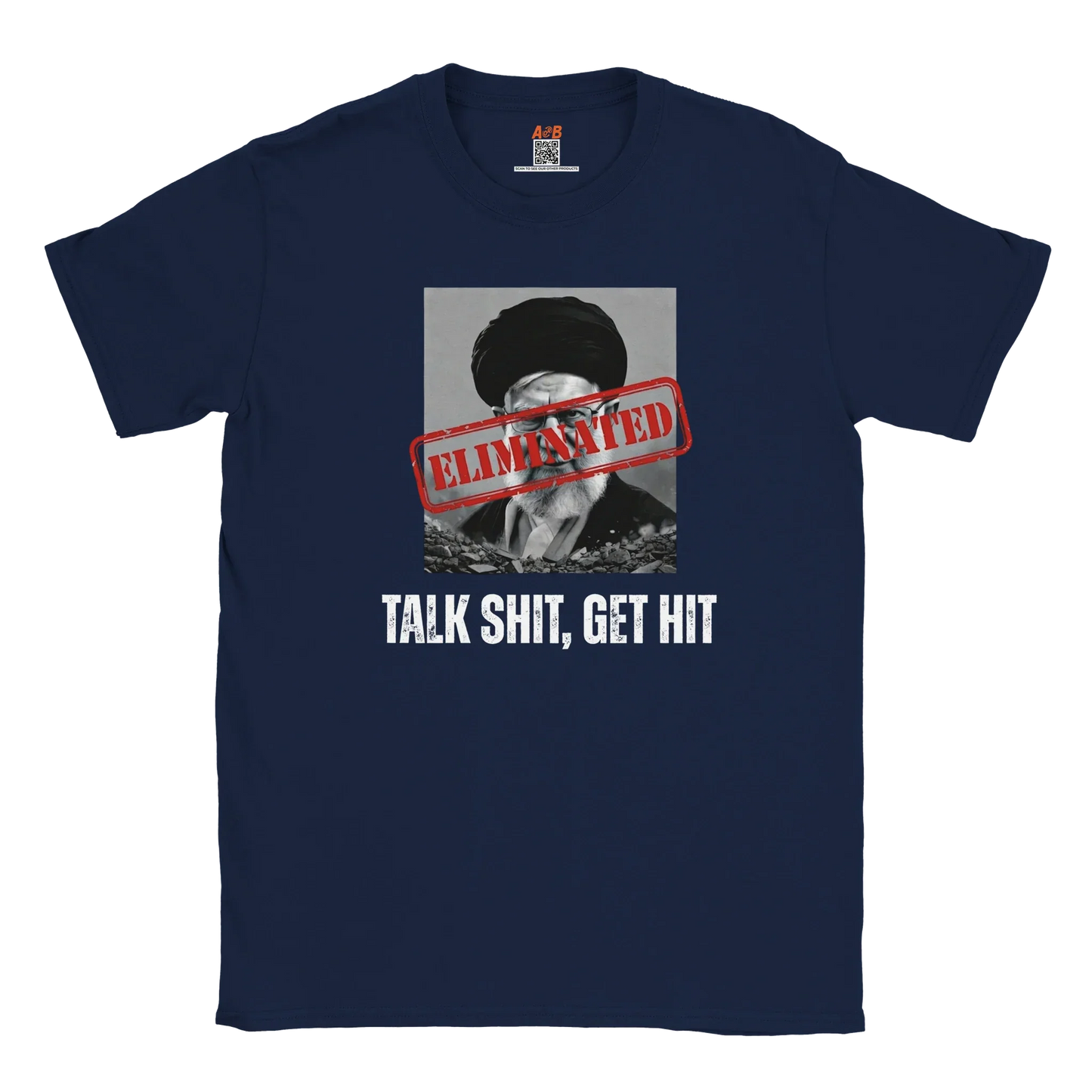 A-or-B-Tees T-Shirt S / Navy Ayatollah Khamenei Eliminated T-Shirt - Meme Stamp Tee