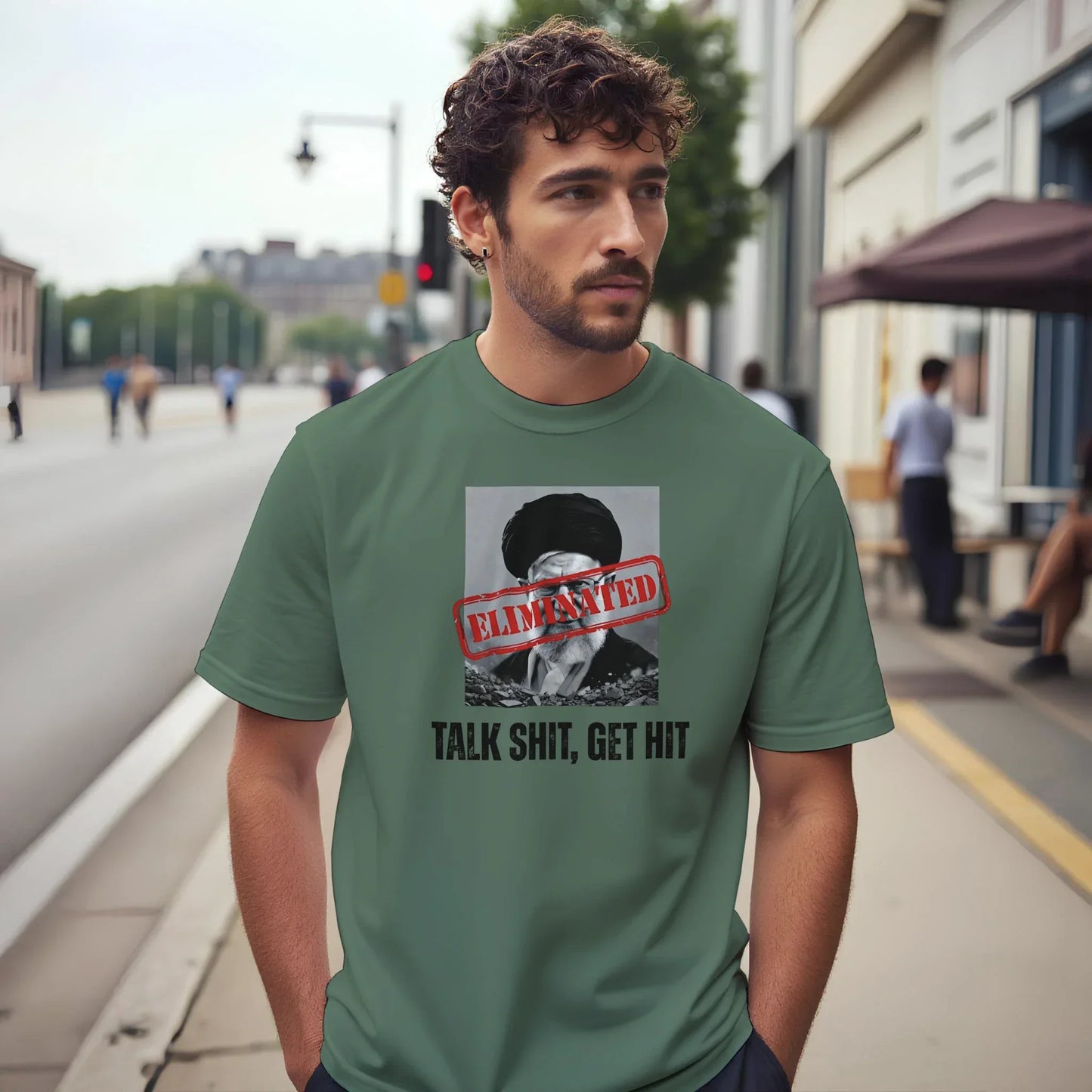 A-or-B-Tees T-Shirt Ayatollah Khamenei Eliminated T-Shirt - Meme Stamp Tee