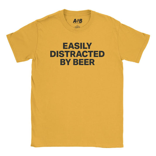 A-or-B-Tees T-Shirt Gold / S Distracted By Beer T-Shirt