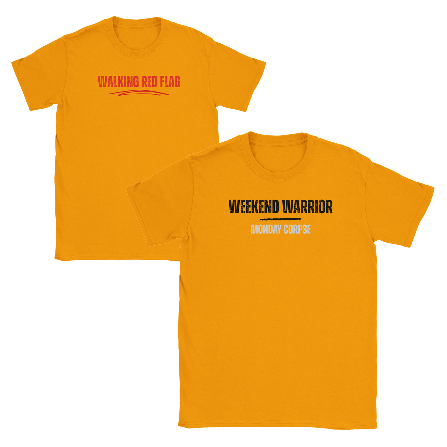 A-or-B-Tees T-Shirt Gold / S Double Menace Tee Bundle (Weekend Warrior + Red Flag)