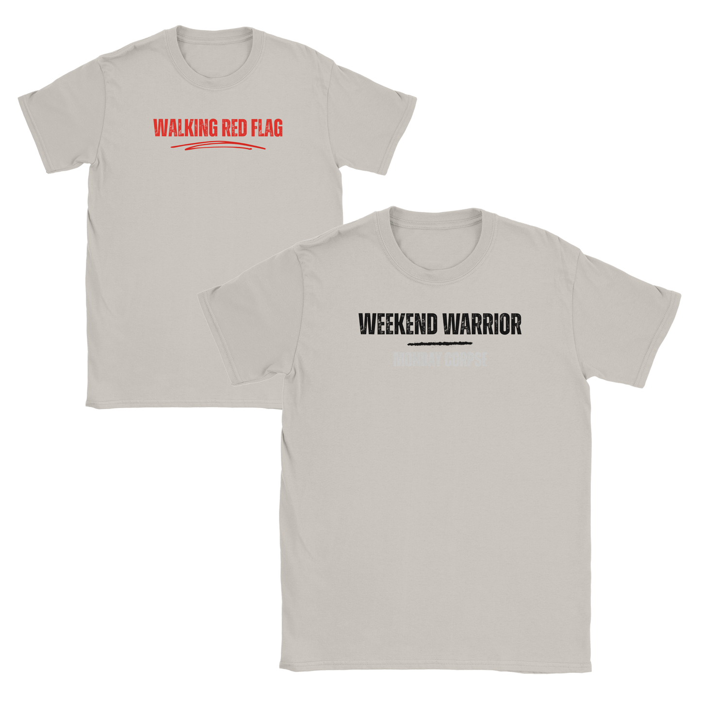 A-or-B-Tees T-Shirt Ice Grey / S Double Menace Tee Bundle (Weekend Warrior + Red Flag)