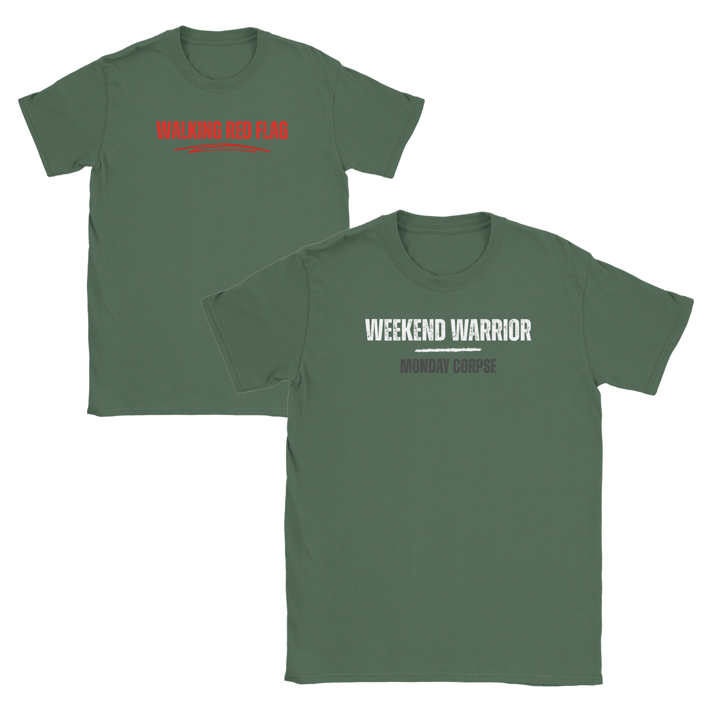 A-or-B-Tees T-Shirt Military Green / S Double Menace Tee Bundle (Weekend Warrior + Red Flag)
