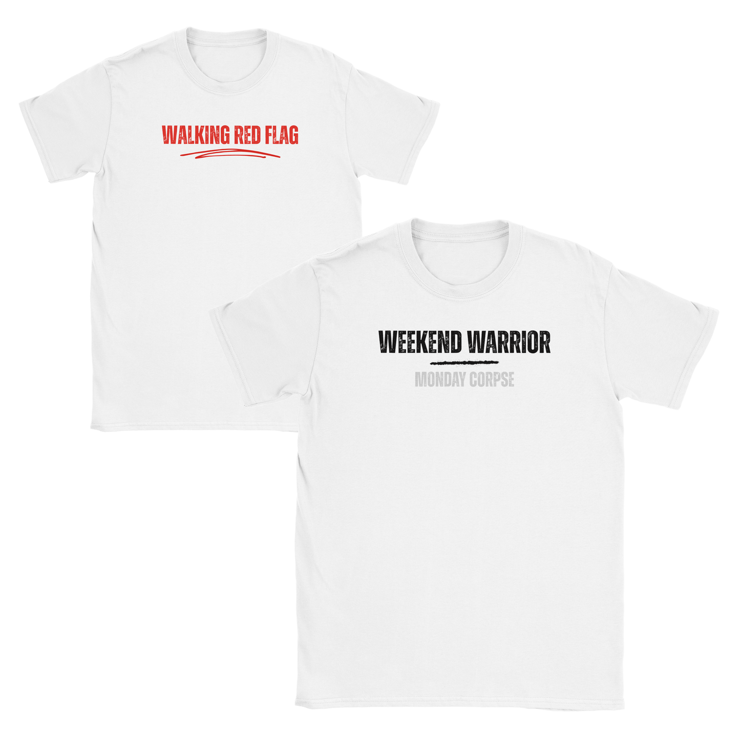 A-or-B-Tees T-Shirt White / S Double Menace Tee Bundle (Weekend Warrior + Red Flag)