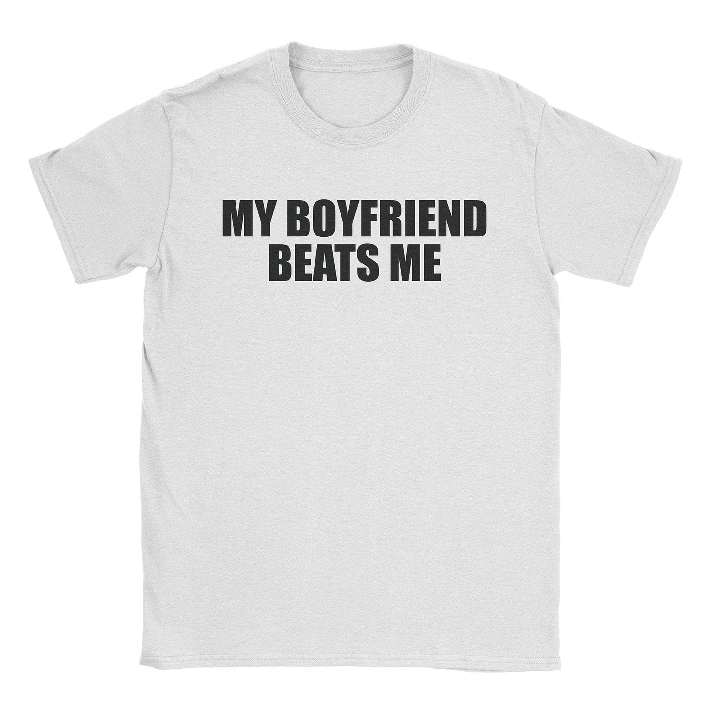 A-or-B-Tees T-Shirt White / S He Beats Me T-Shirt