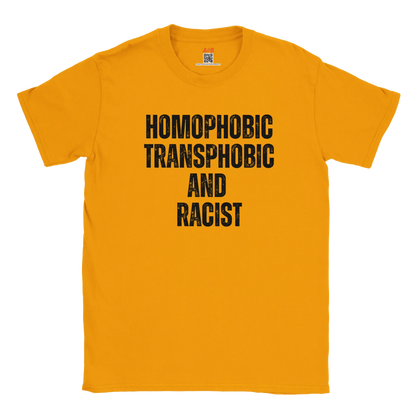 A-or-B-Tees T-Shirt S / Gold Homophobic, Transphobic, Racist Shirt – Ironic Tee