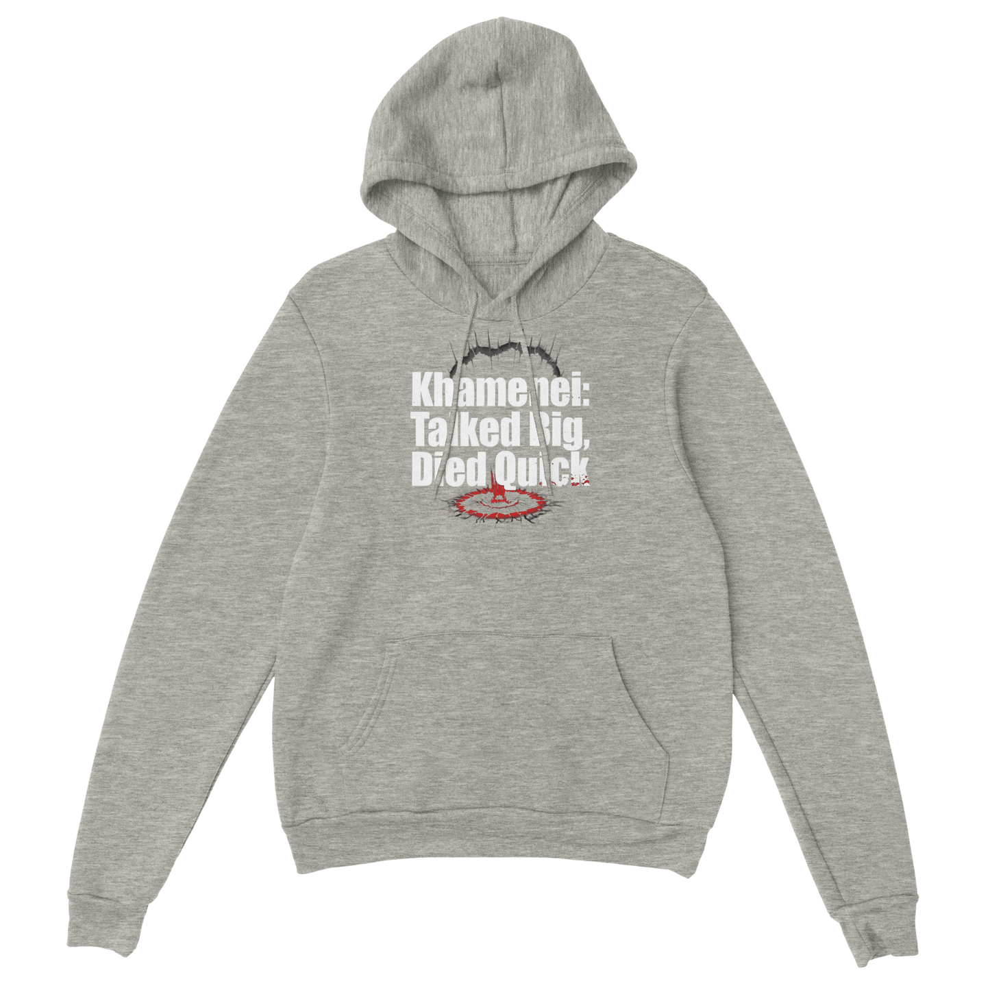 A-or-B-Tees Print Material S / Sand "Khamenei: Talked Big, Died Quick" Graphic Pullover Hoodie in 6 Bold Hues – New Arrivals 20% Off!