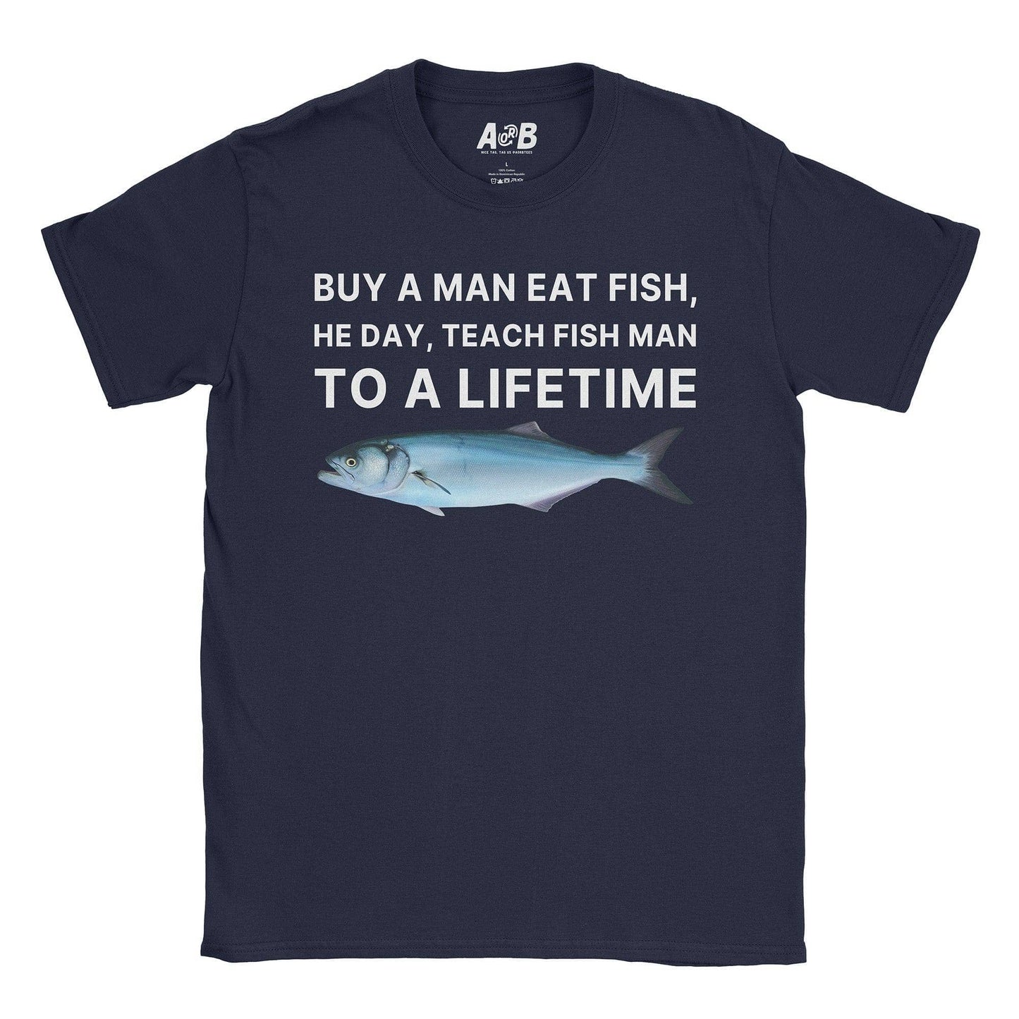 A-or-B-Tees T-Shirt Navy / S Man Eat Fish T-Shirt