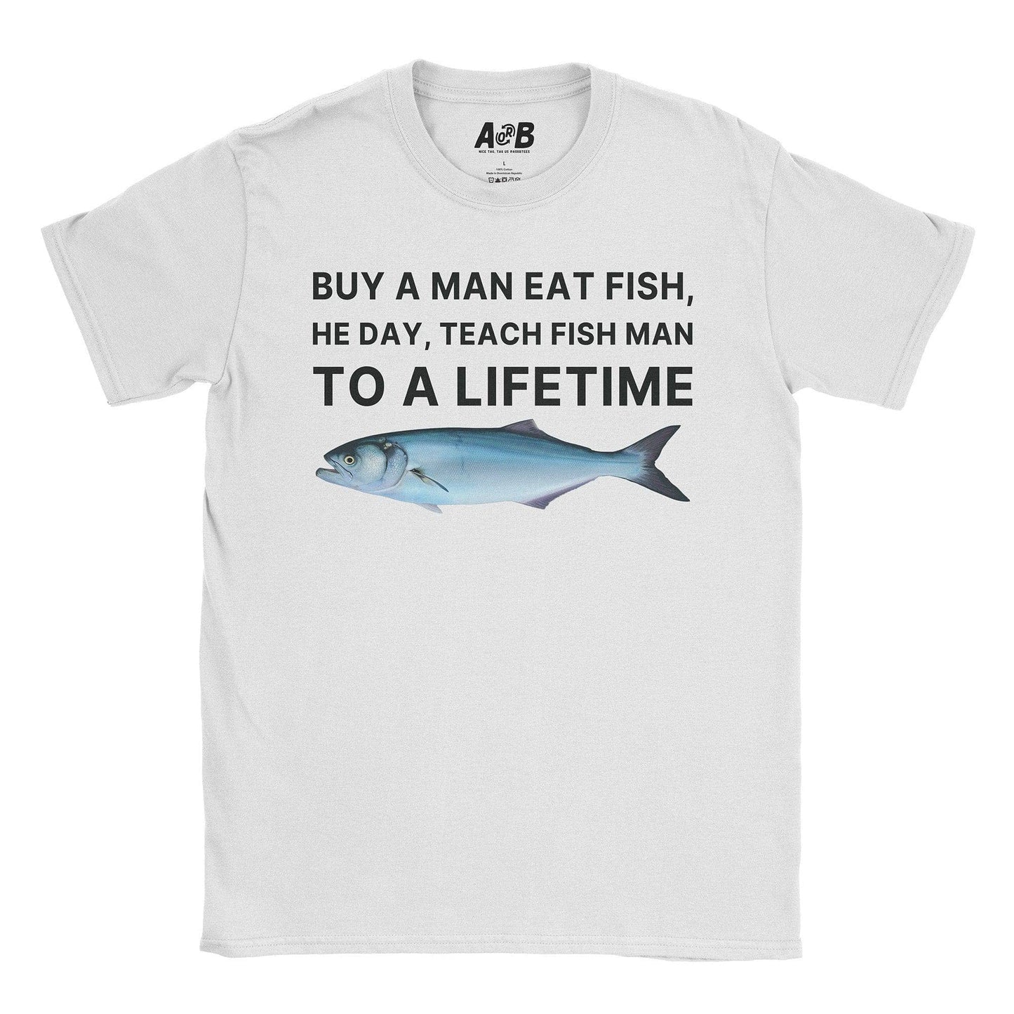 A-or-B-Tees T-Shirt White / S Man Eat Fish T-Shirt