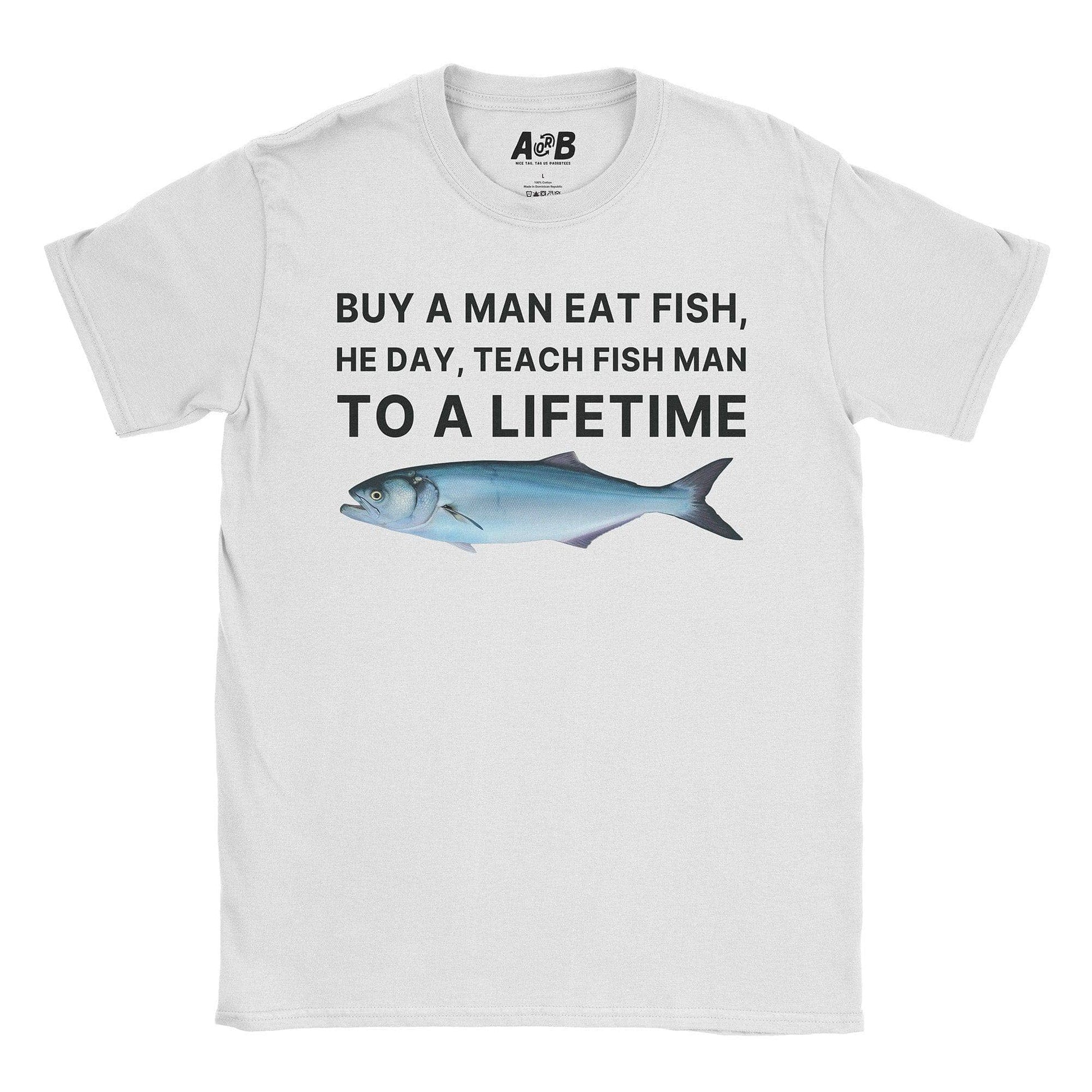 A-or-B-Tees T-Shirt White / S Man Eat Fish T-Shirt