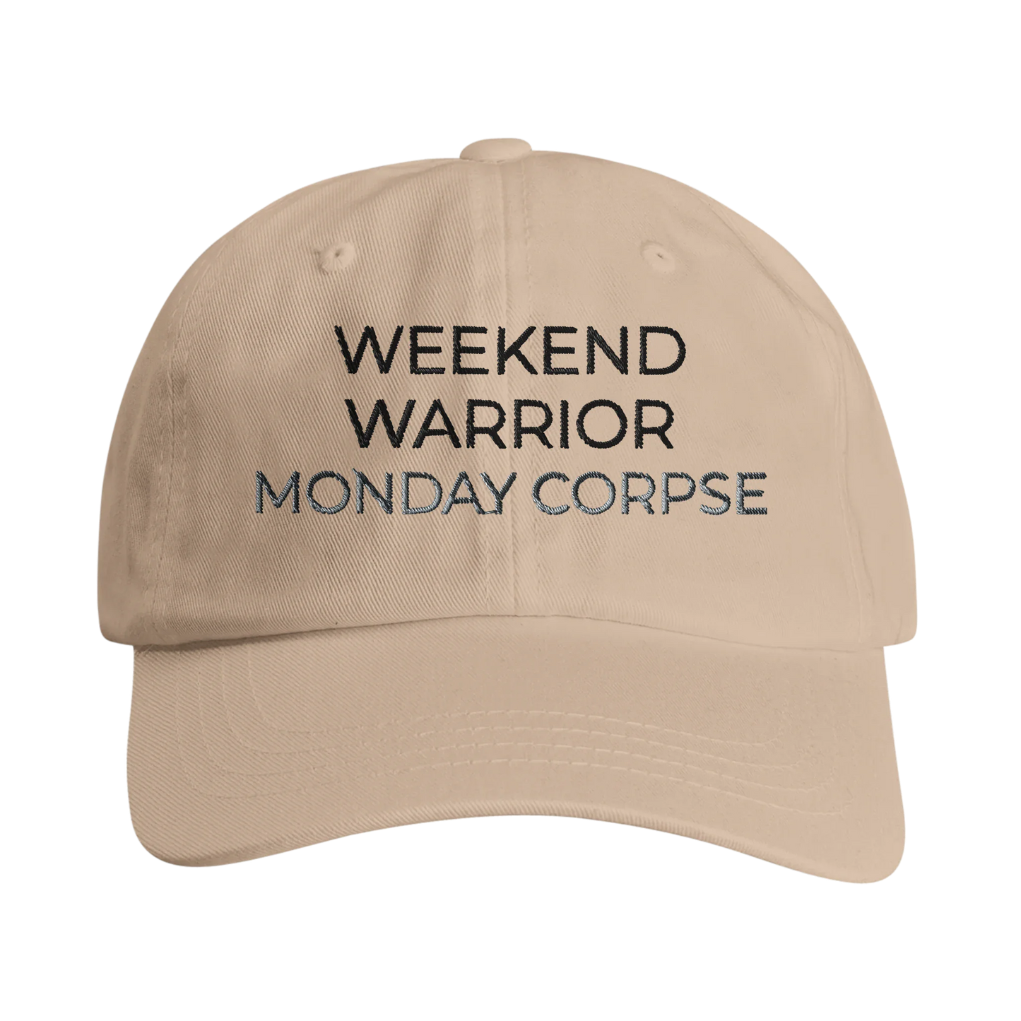 A-or-B-Tees Hats Khaki Monday Corpse Hat – Funny I Hate Mondays Dad Hat for Office Zombies