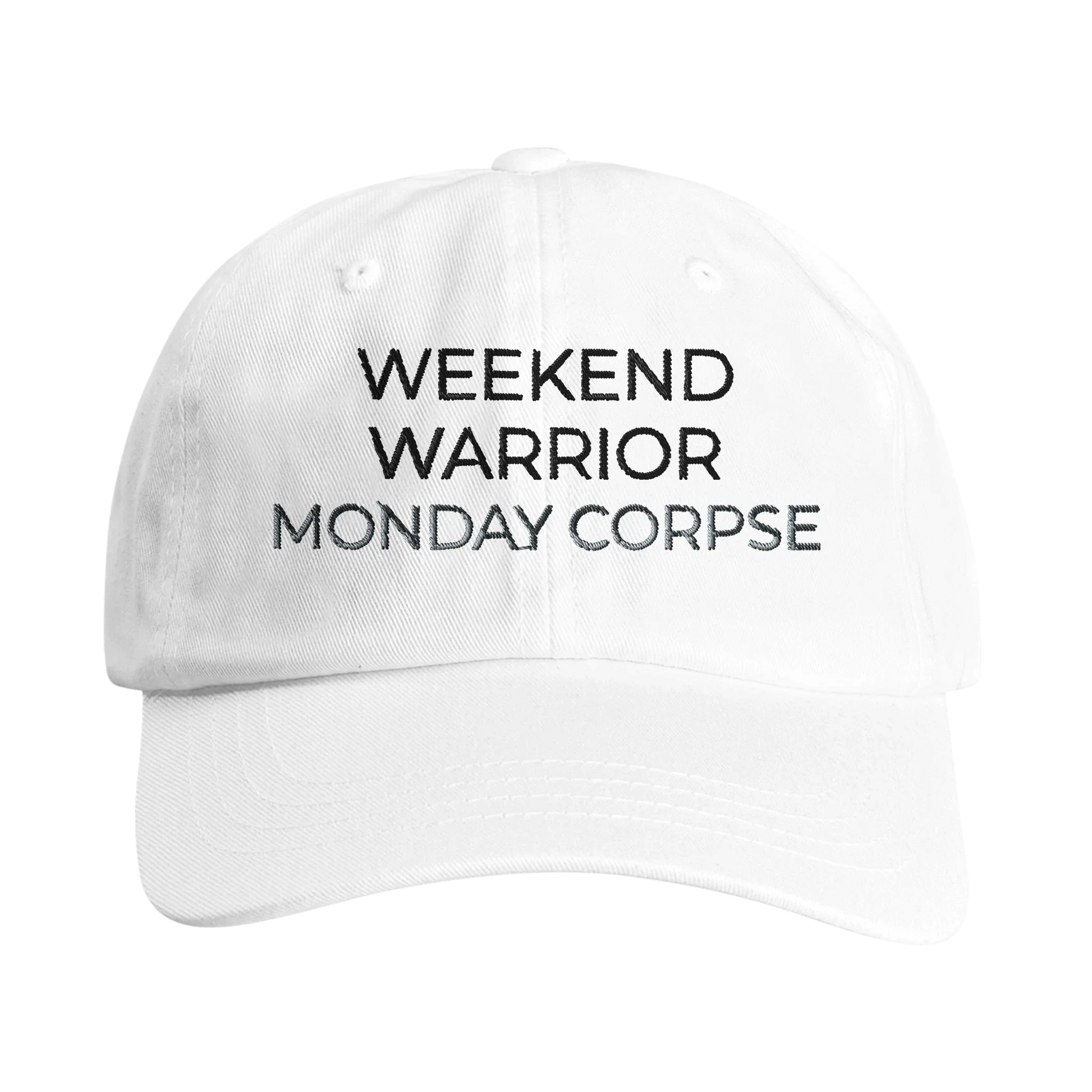A-or-B-Tees Hats White Monday Corpse Hat – Funny I Hate Mondays Dad Hat for Office Zombies