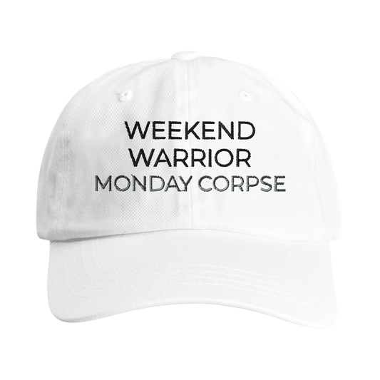 A-or-B-Tees Hats White Monday Corpse Hat – Funny I Hate Mondays Dad Hat for Office Zombies