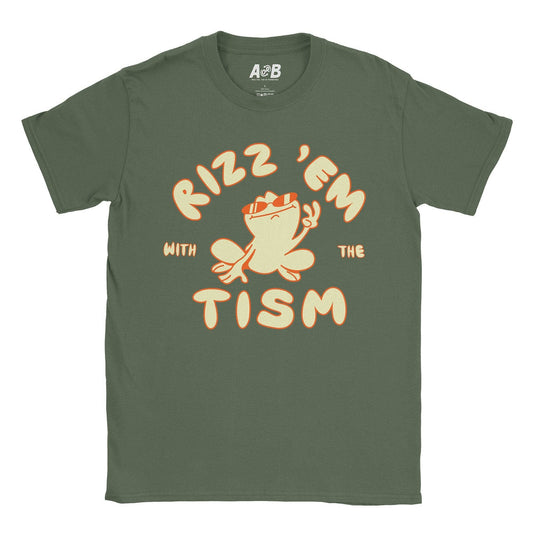 A-or-B-Tees T-Shirt Military Green / S Rizz 'Em Tism T-Shirt