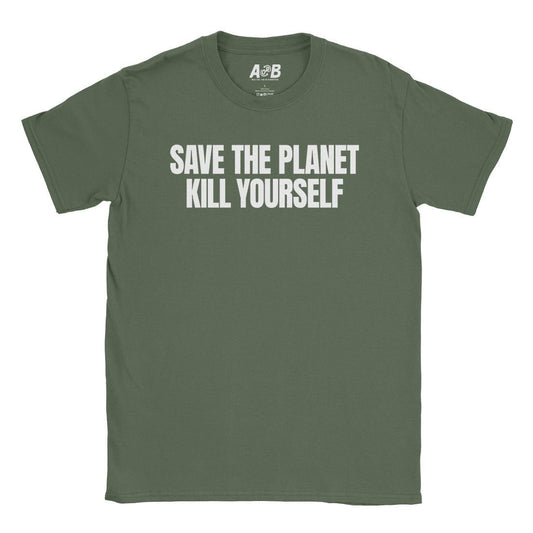 A-or-B-Tees T-Shirt Military Green / S Save The Planet T-Shirt