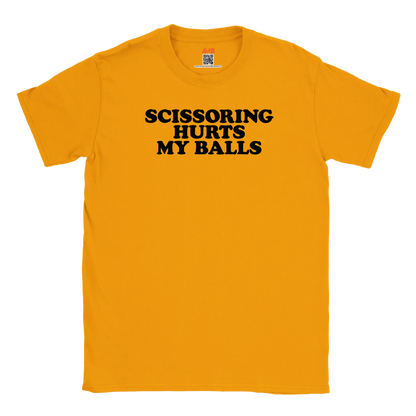 A-or-B-Tees T-Shirt Gold / S Scissoring Hurts My Balls T-Shirt – Funny Adult Humor Tee