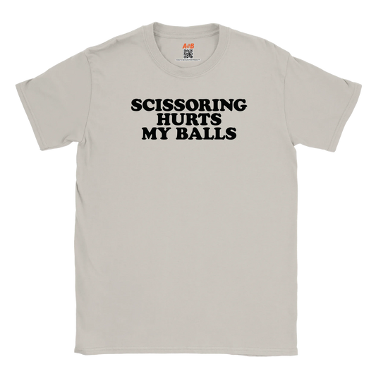 A-or-B-Tees T-Shirt Ice Grey / S Scissoring Hurts My Balls T-Shirt – Funny Adult Humor Tee