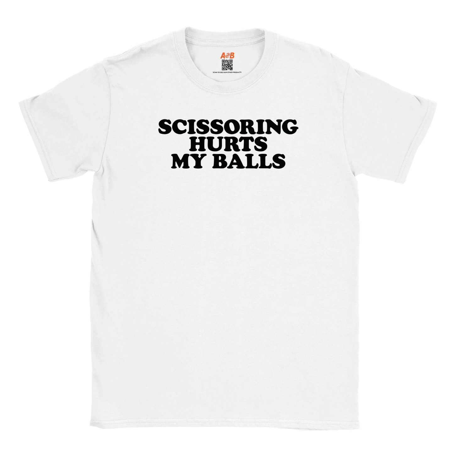 A-or-B-Tees T-Shirt White / S Scissoring Hurts My Balls T-Shirt – Funny Adult Humor Tee