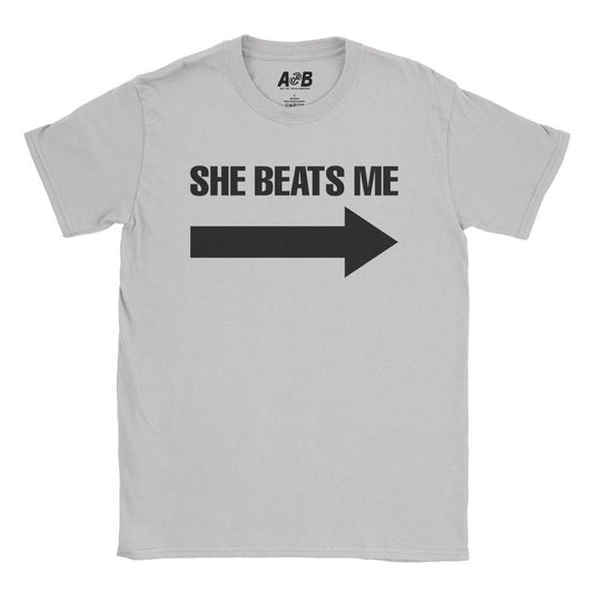 A-or-B-Tees T-Shirt Ice Grey / S She Beats Me T-Shirt