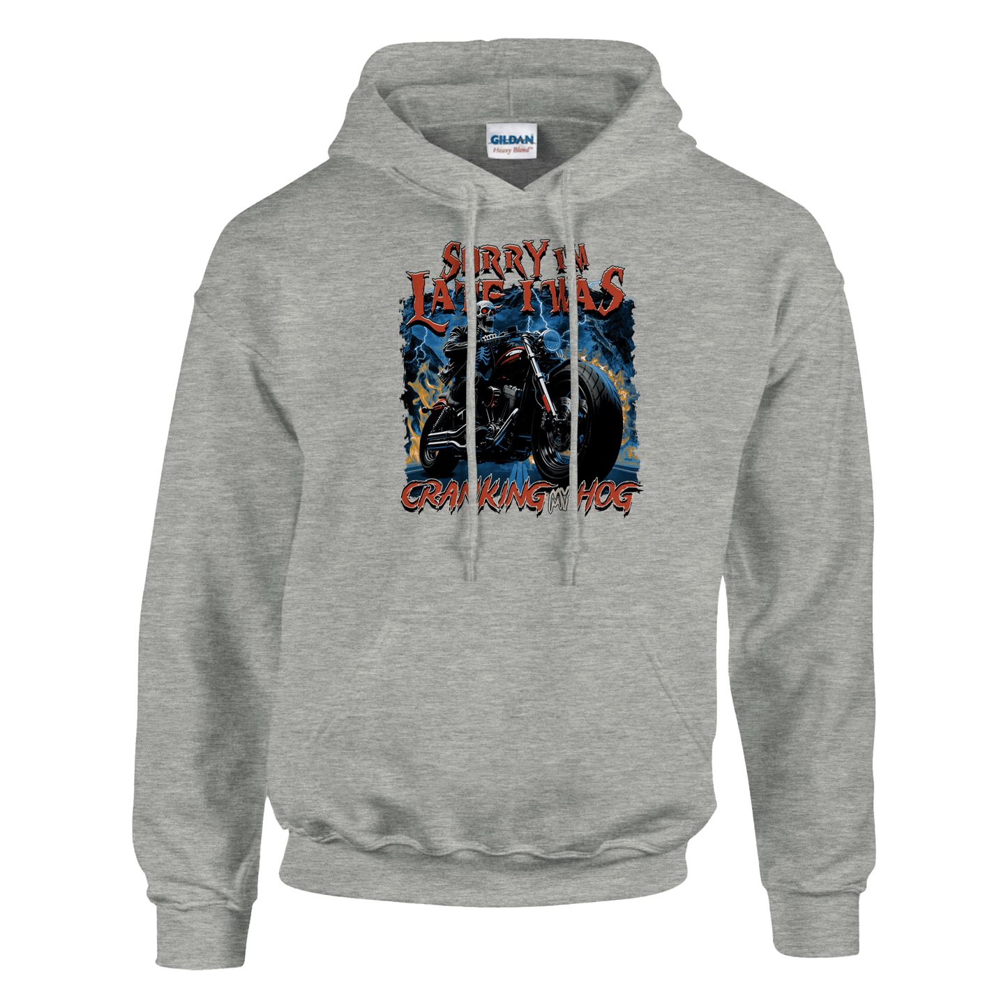 A-or-B-Tees Print Material S / Ash Sorry I'm Late I Was Cranking My Hog Hoodie – Funny Meme Hoodie