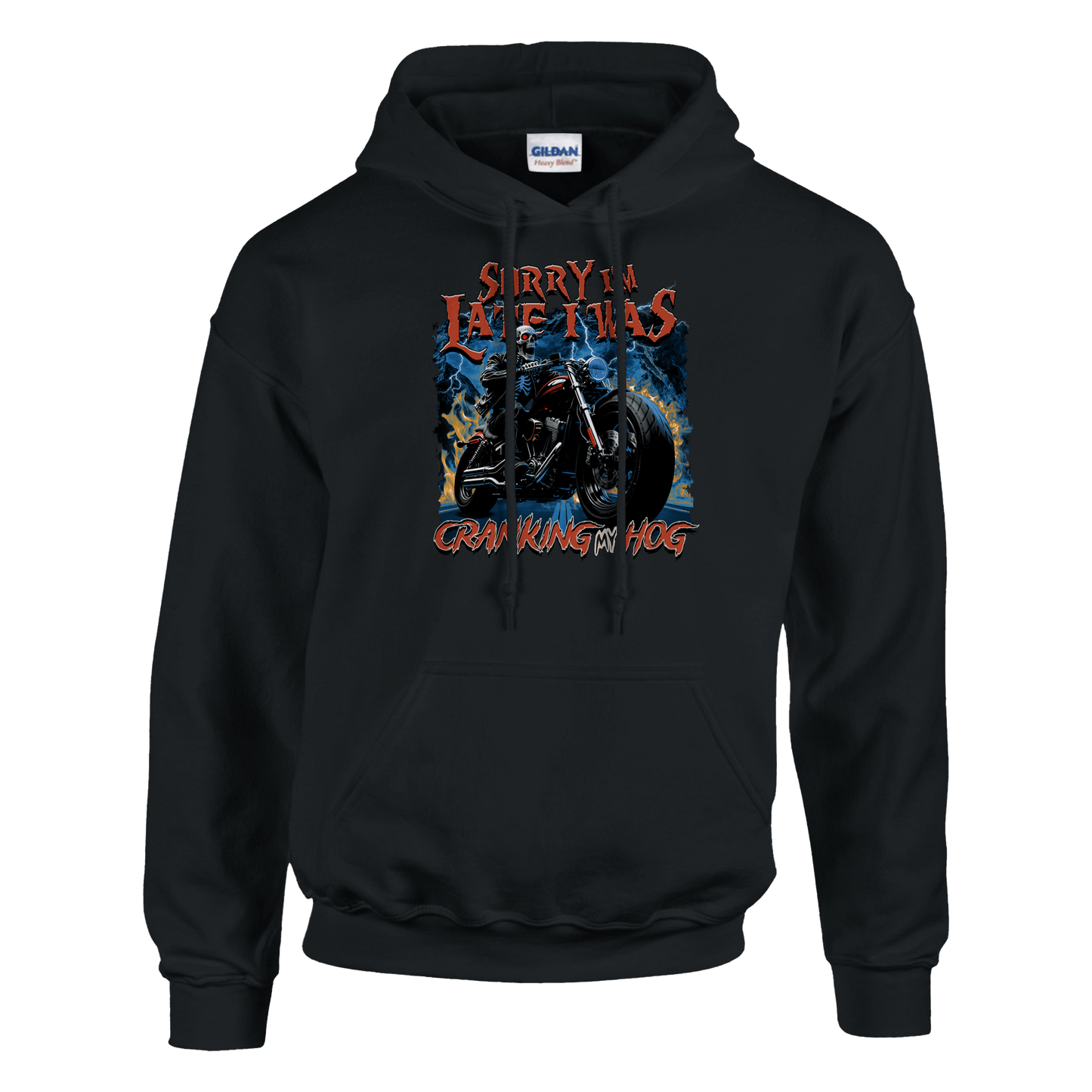 A-or-B-Tees Print Material S / Black Sorry I'm Late I Was Cranking My Hog Hoodie – Funny Meme Hoodie