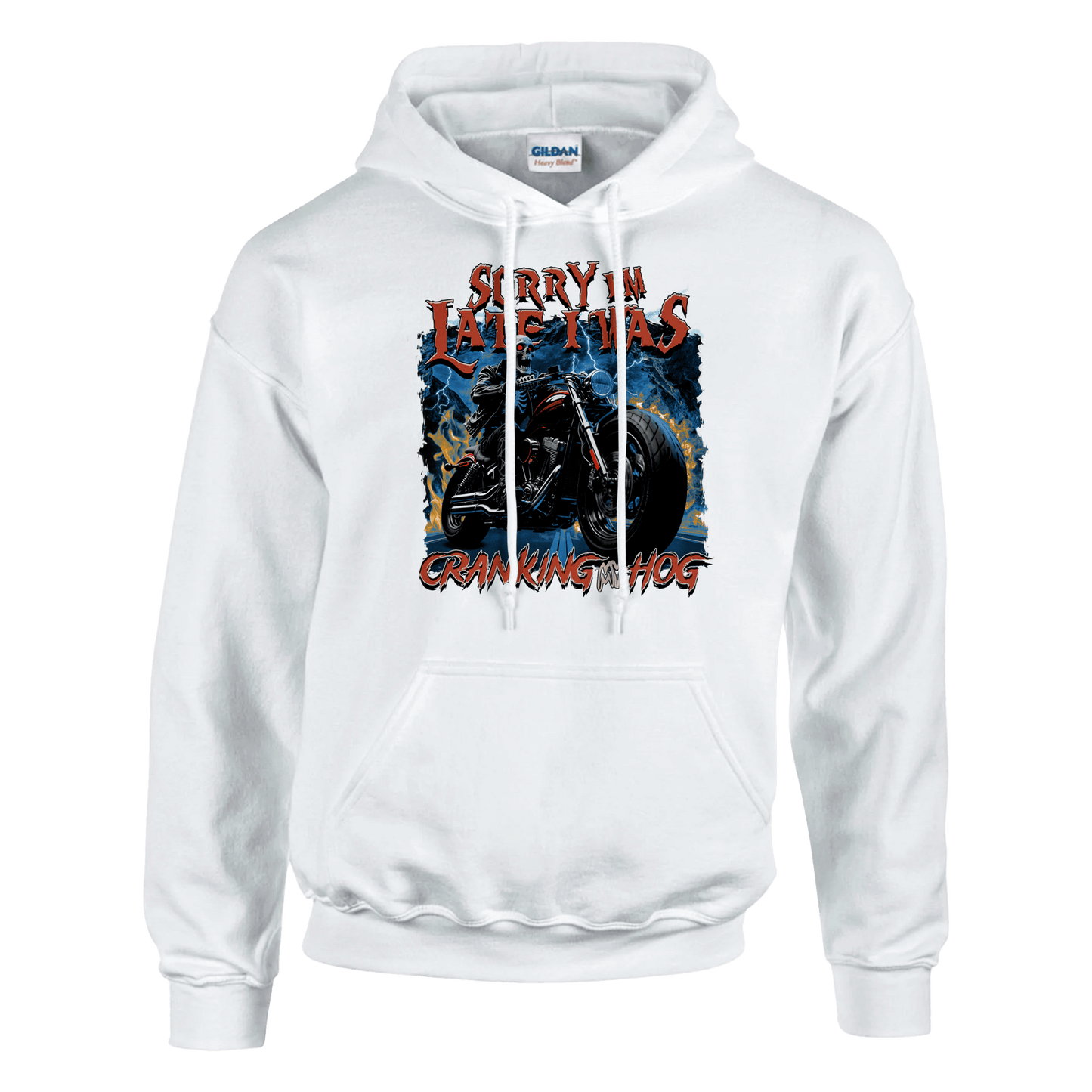A-or-B-Tees Print Material S / White Sorry I'm Late I Was Cranking My Hog Hoodie – Funny Meme Hoodie