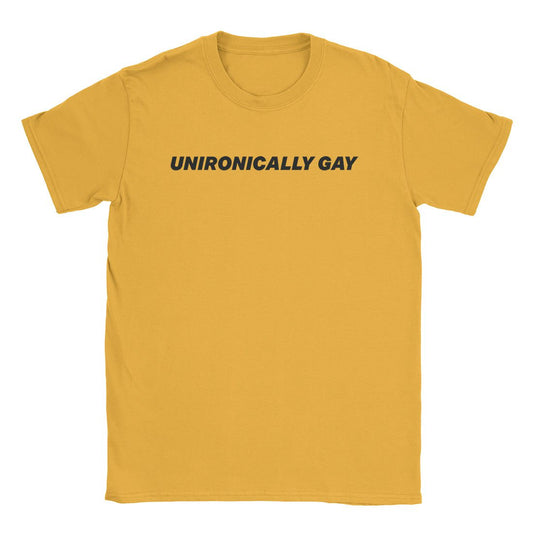 A-or-B-Tees T-Shirt Gold / S Unironically Gay T-Shirt