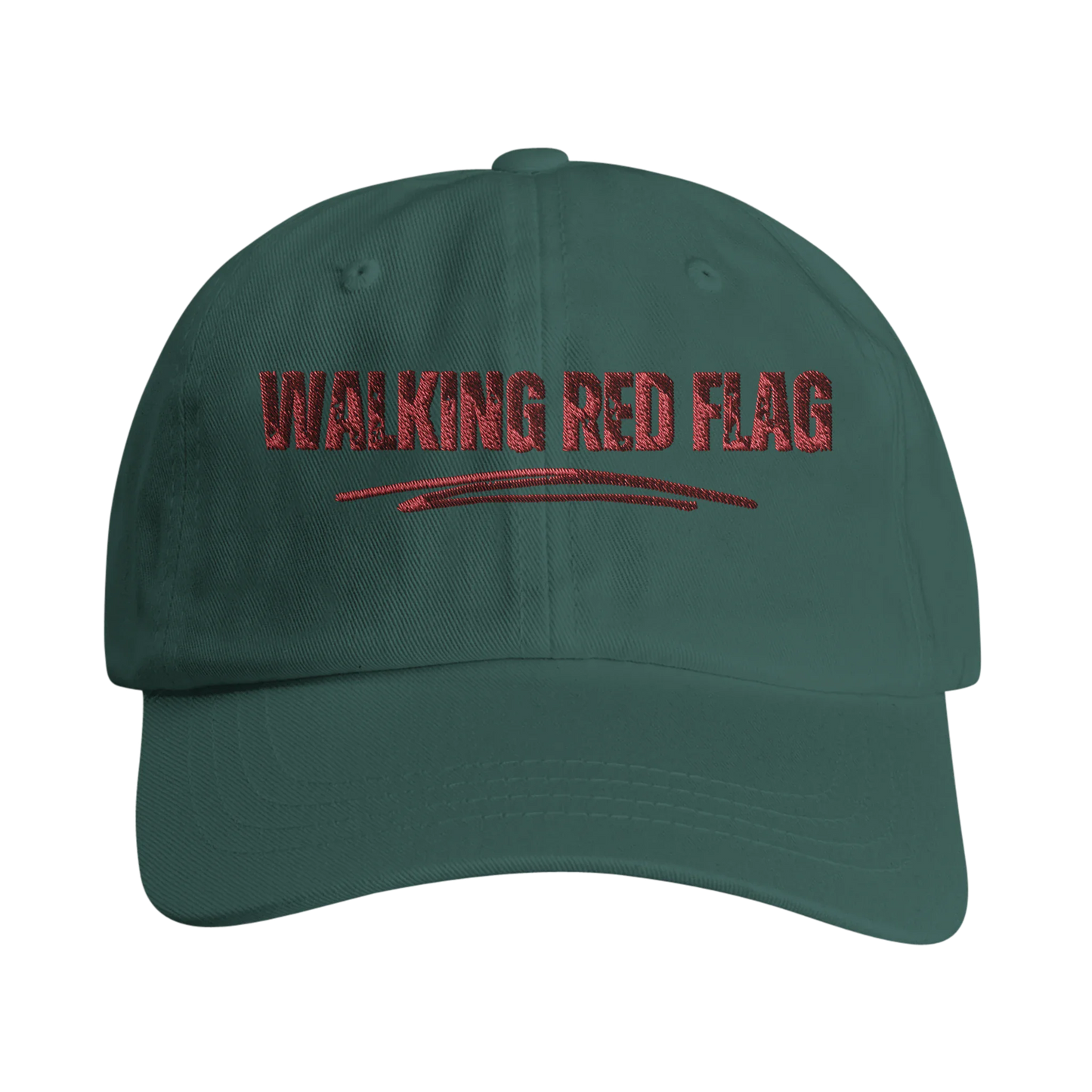 A-or-B-Tees Hats Spruce Walking Red Flag Hat | Funny Embroidered Dad Hat | Self-Aware Meme Cap