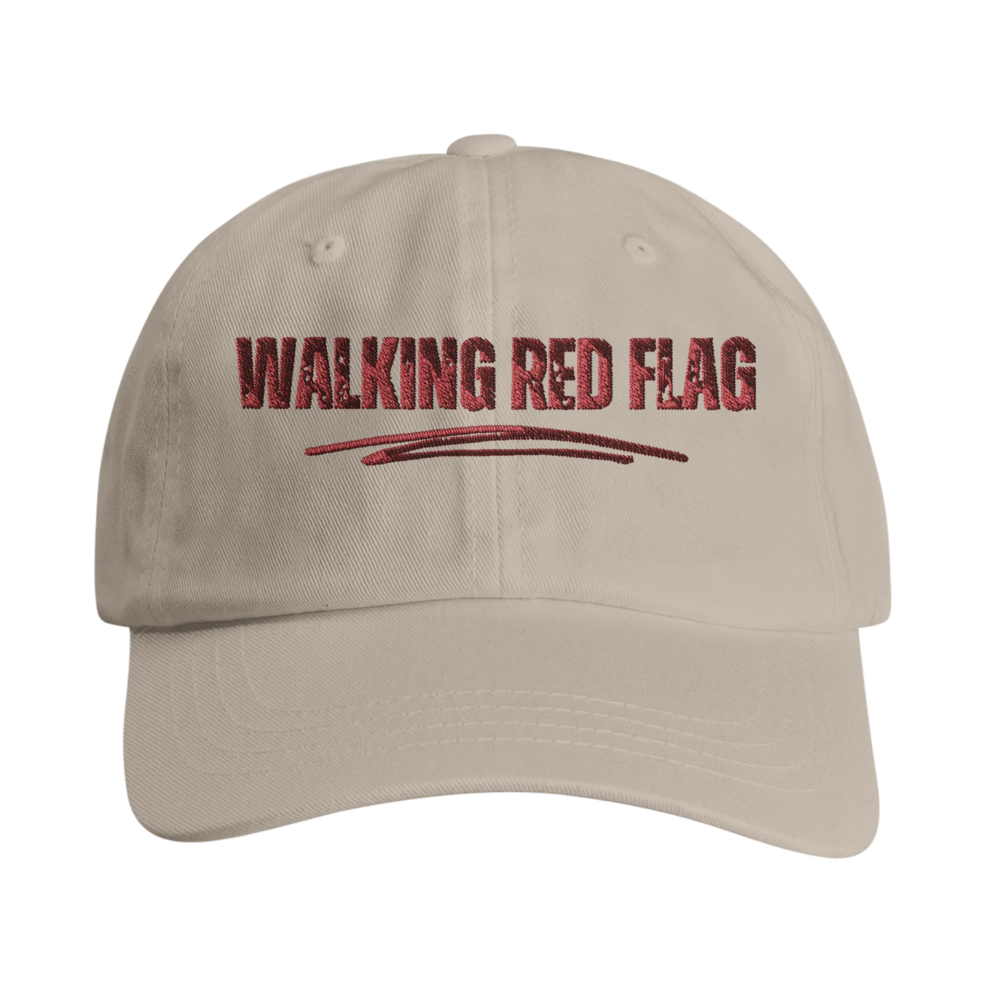 A-or-B-Tees Hats Stone Walking Red Flag Hat | Funny Embroidered Dad Hat | Self-Aware Meme Cap
