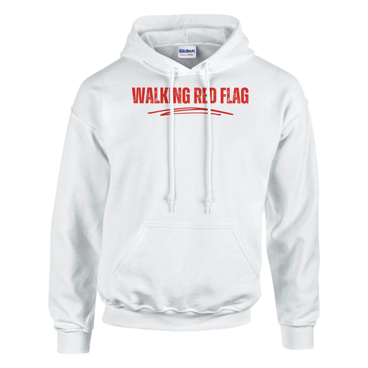 A-or-B-Tees Hoodie S / White Walking Red Flag Hoodie | Funny Self-Aware Dating Sweatshirt