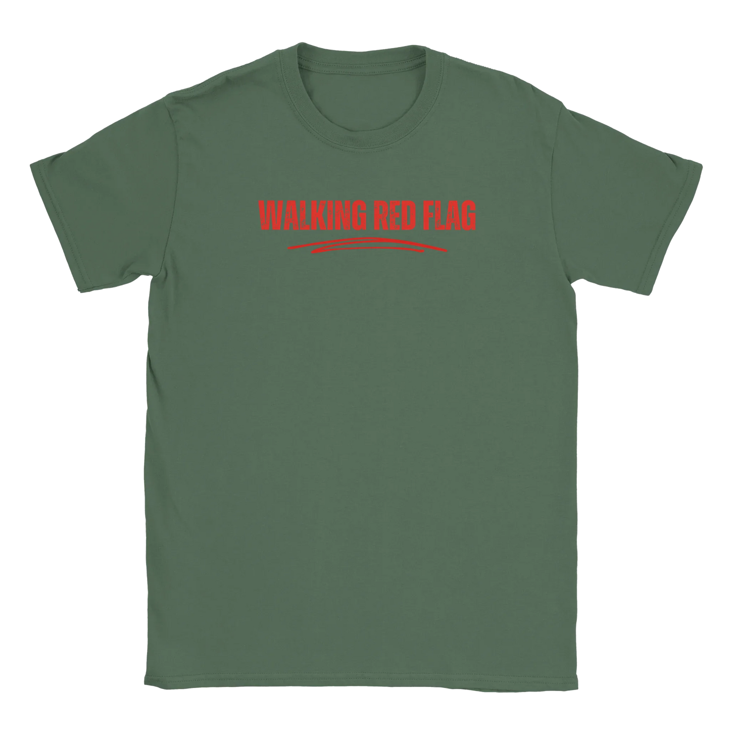 A-or-B-Tees T-Shirt S / Military Green Walking Red Flag Shirt | Funny Self-Aware Dating Tee