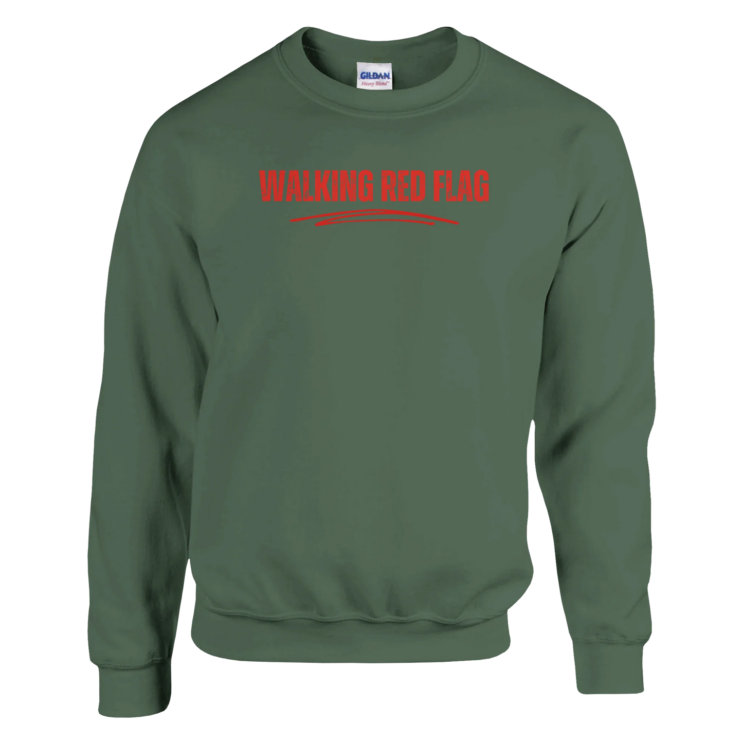 A-or-B-Tees Sweatshirt S / Military Green Walking Red Flag Sweatshirt | Funny Self-Aware Crewneck | Cozy Dating Meme Pullover
