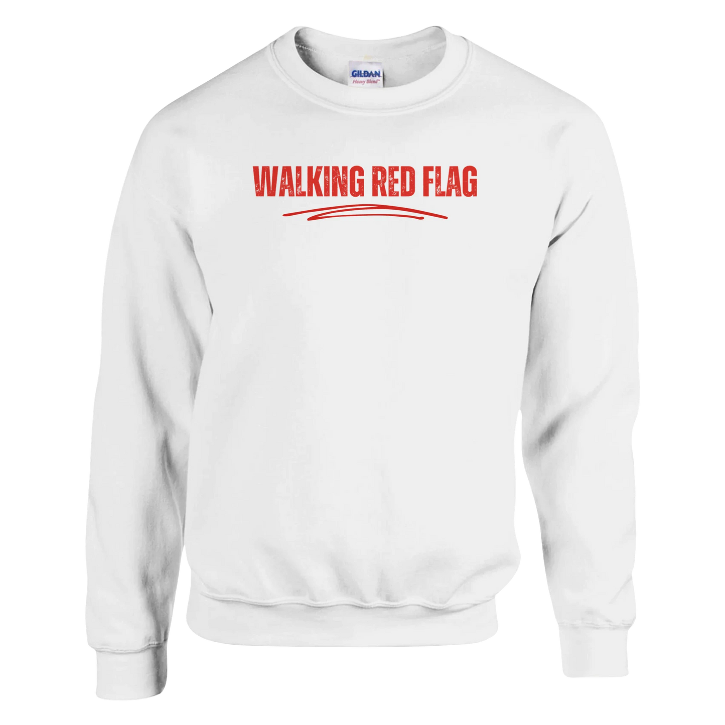 A-or-B-Tees Sweatshirt S / White Walking Red Flag Sweatshirt | Funny Self-Aware Crewneck | Cozy Dating Meme Pullover